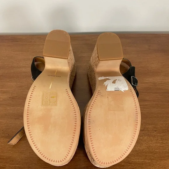 Dolce Vita Black Suede Wedge Sandals - Picture 6 of 8